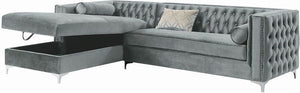 Bellaire Button-Tufted Upholstered Sectional (Silver)