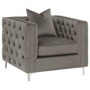 Phoebe Tufted Tuxedo Arms Living Room Set (Grey)