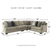 Bovarian 3-Piece Sectional (Stone)