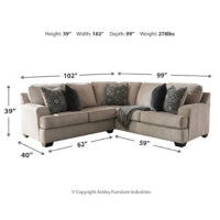 Bovarian 2-Piece Sectional (Stone)