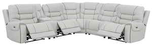 Garnet Leather Motion Sectional in Light Grey