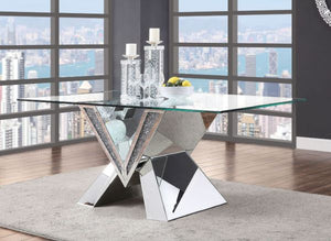 Levi Contemporary Dining Table (Glass/Mirror)