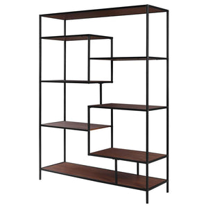 Asher 7-shelf Geometric Bookcase (Walnut)