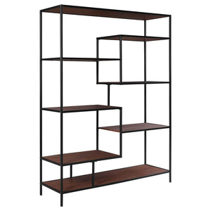 Asher 7-shelf Geometric Bookcase (Walnut)