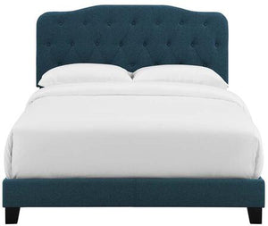 Amelia Upholstered Fabric Bed (Azure)