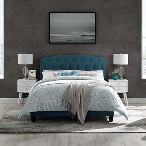 Amelia Upholstered Fabric Bed (Azure)
