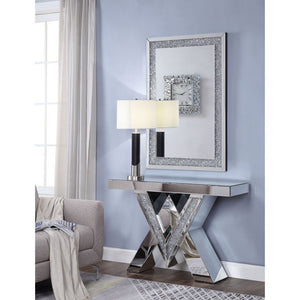 Noralie Faux Diamond Mirrored Console Table