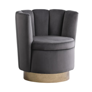 Alana Channeled Tufted Swivel Chair (Grey and Gold)