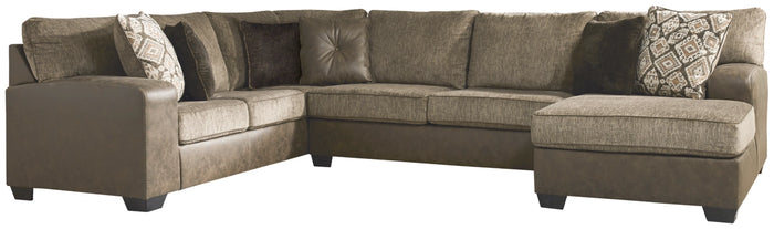 Abalone 3-Piece Sectional with Right Chaise (Chocolate)