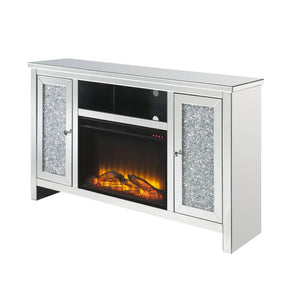 Samantha Electric Fireplace TV Stand (Silver/Mirror)