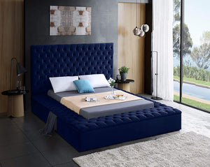 Victor Velvet Storage Bed (Navy Blue)