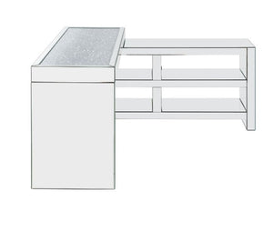 Noralie L-Shaped Contemporary Desk (Glass/Silver)