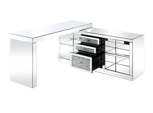 Noralie L-Shaped Desk (Mirror/Silver)
