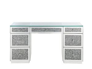 Noralie Office Desk (Glass/Silver)