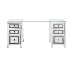 Noralie Glass-Top Writing Desk (Glass/Silver)