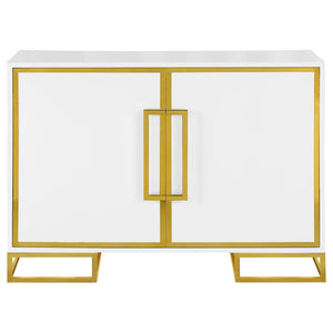 Elsa 2-door Accent Cabinet with Adjustable Shelves (White and Gold)