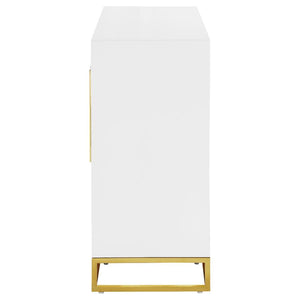 Elsa 2-door Accent Cabinet with Adjustable Shelves (White and Gold)