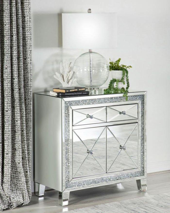 Arwen 2-drawer Accent Cabinet with LED Lighting (Silver)