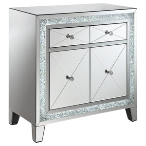 Arwen 2-drawer Accent Cabinet with LED Lighting (Silver)