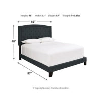 Adelloni Aesthetic Upholstered Bed (Charcoal)