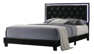 Brighton Faux Leather Glam Bed with LED Lights (Black)