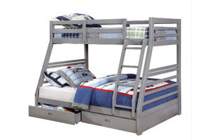 California Twin-Over-Full Bunk Bed with Drawers (Grey)