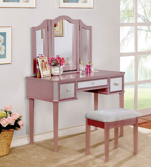 Clarisse Vanity With Stool (Rose Gold)