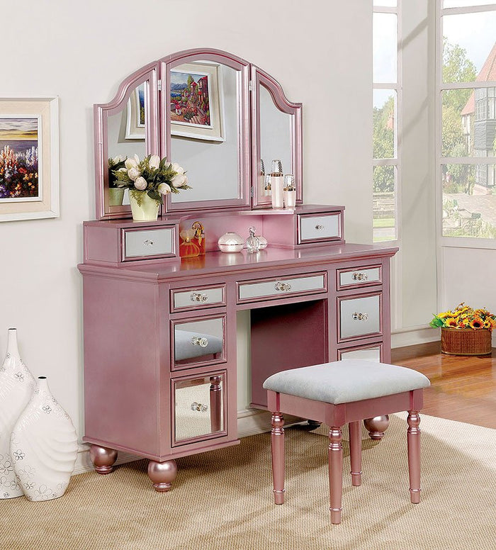 Tracy Vanity With Stool (Rose Gold)