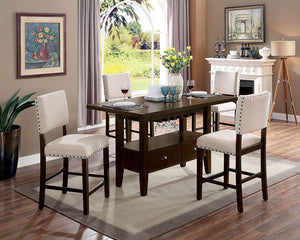Lordello Counter Height Dining Set (Brown Cherry/White)