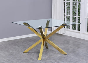 Blake Glam Glass and Gold Dining Set (Teal)