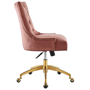 Roberto Tufted Performance Velvet Swivel Office Chair (Gold, Dusty Rose)