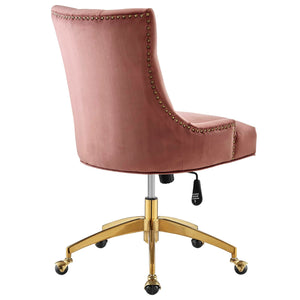 Roberto Tufted Performance Velvet Swivel Office Chair (Gold, Dusty Rose)