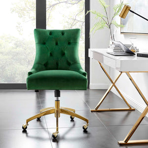 Roberto Tufted Performance Velvet Swivel Office Chair (Gold, Green)