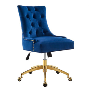 Roberto Tufted Performance Velvet Swivel Office Chair (Gold, Navy Blue)