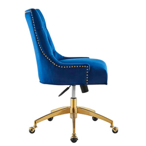 Roberto Tufted Performance Velvet Swivel Office Chair (Gold, Navy Blue)