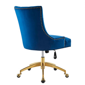 Roberto Tufted Performance Velvet Swivel Office Chair (Gold, Navy Blue)