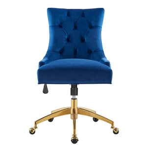 Roberto Tufted Performance Velvet Swivel Office Chair (Gold, Navy Blue)