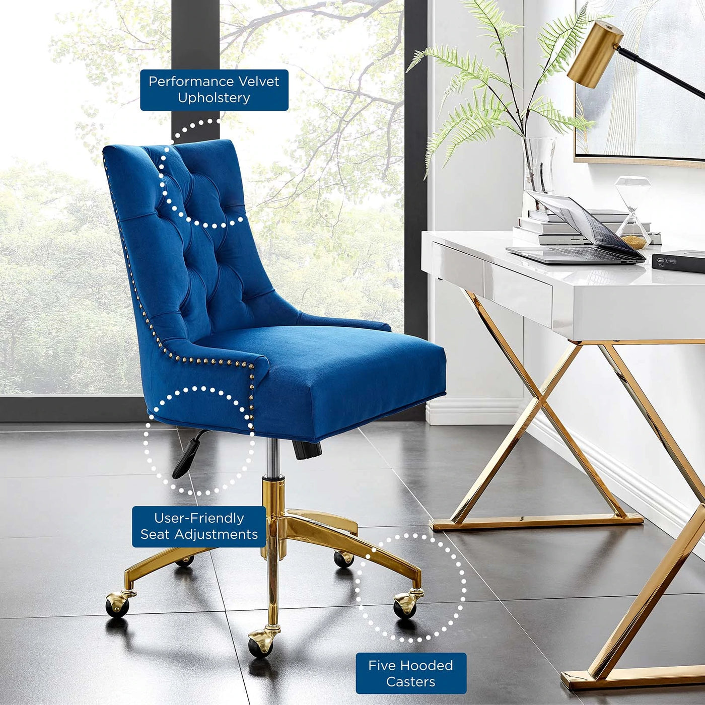 Blue and gold desk chair hotsell