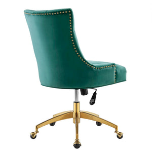 Roberto Tufted Performance Velvet Swivel Office Chair (Gold, Teal)