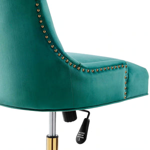 Roberto Tufted Performance Velvet Swivel Office Chair (Gold, Teal)