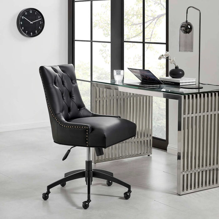 Roberto Tufted Vegan Leather Office Chair (Black)