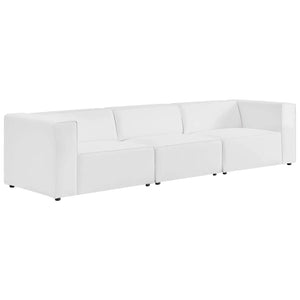 Mingle Vegan Leather 3-Piece Sectional Sofa (White)