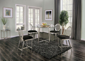 Abner Round Counter Height Dining Set (Silver/Black)