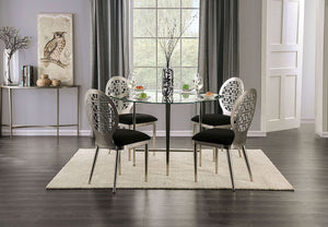 Abner Round Dining Room Set (Silver/Black)