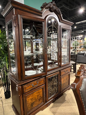 Picardy Hutch and Buffet Cabinet (Brown Cherry)