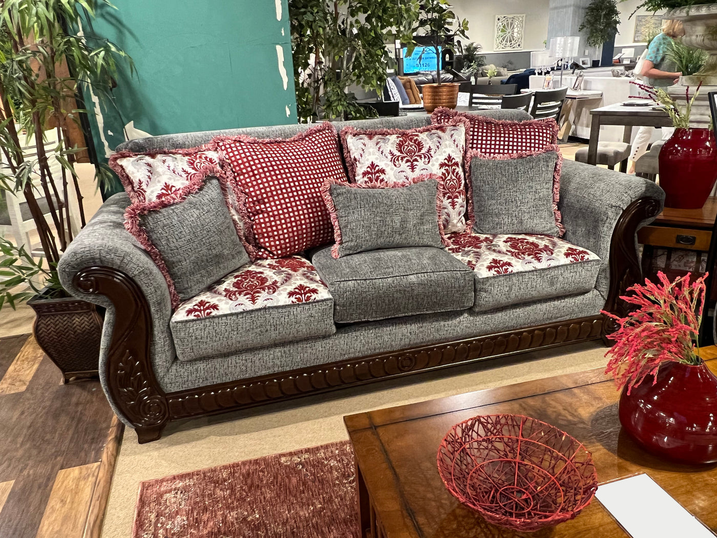 Whitland Whitland Living Room Collection (Light Grey/Red) – Fully Furnished