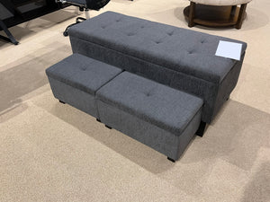 Clio Transitional Storage Bench with Ottoman (Grey)