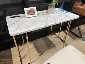 Delphine Contemporary Desk (Gold/White)