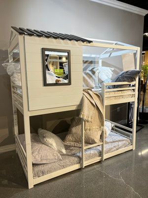 Belton House-Themed Twin Over Twin Bunk Bed (White)