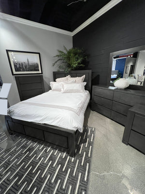 Lorenzo Rectangular Panel Bed (Dark Grey)